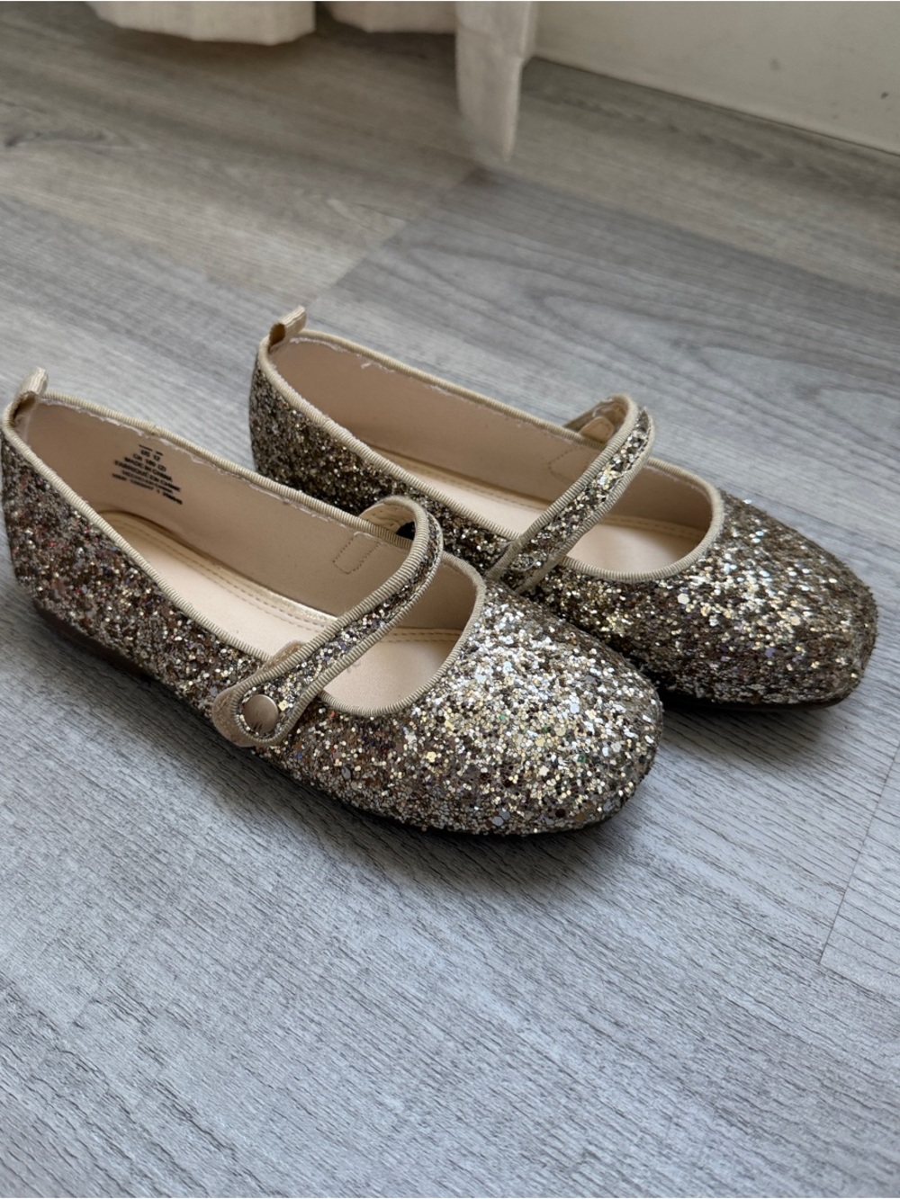 Toddler Girl H&M Gold Glitter Mary Jane Dress Shoes